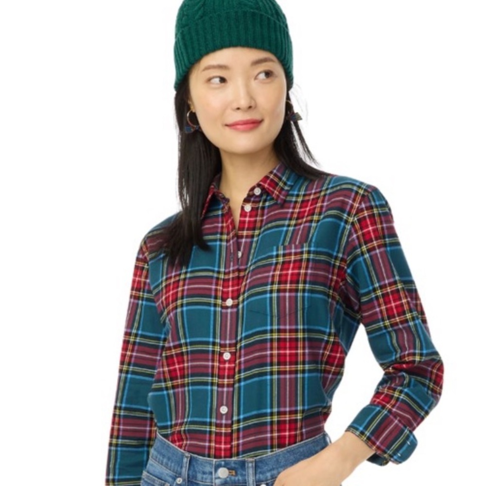 JCrew Factory Plaid Button-Up Shirt S
